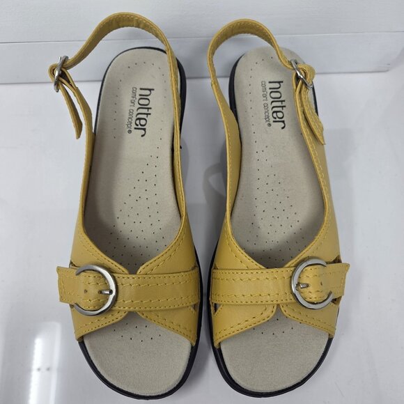 Hotter Kiwi Womens 7 Slingback Sandals Yellow Leather Adjustable Straps Casual - Picture 4 of 9